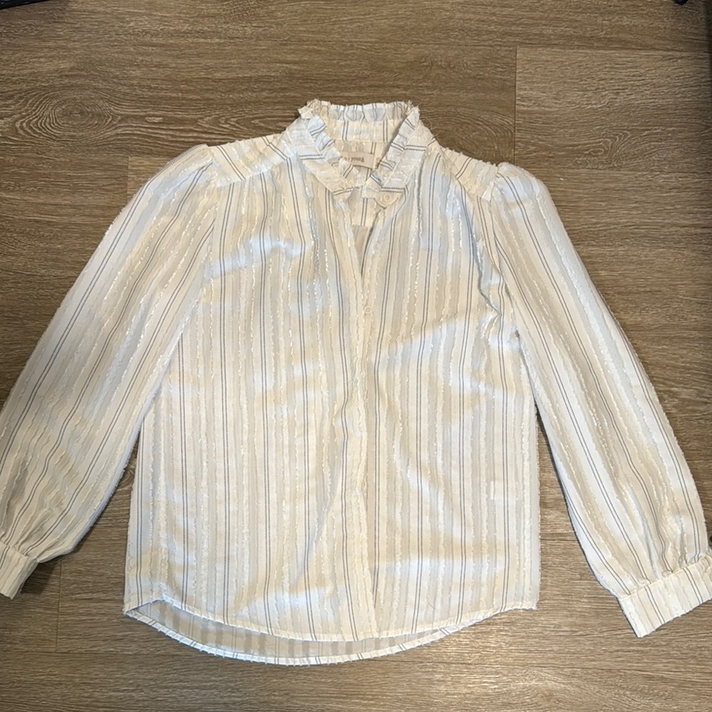 bishop + young Cream Mandarin Collar Blouse
